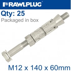 RAWLBOLT M12X140X60MM X25-BOX (20MM HOLE)